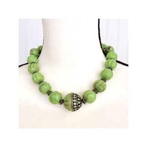 Vintage Apple‎ Green Beaded Graduating Necklace